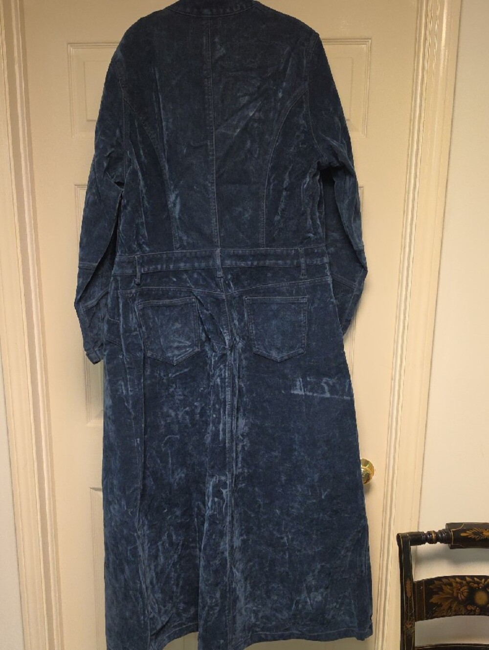 AKIRA Navy Blue VelvetTrench Coat And Matching Jeans - Picture 8 of 9